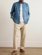 Club Monaco - Slim-Fit Button-Down Collar Striped Linen Shirt - Blue