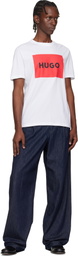 Hugo White Regular-Fit Logo-Print T-shirt