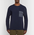 NN07 - Phil Slim-Fit Ripstop-Trimmed Ribbed Merino Wool-Blend Sweater - Men - Navy