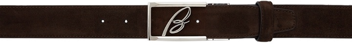 Photo: Brioni Reversible Black & Brown Calfskin B-Logo Belt