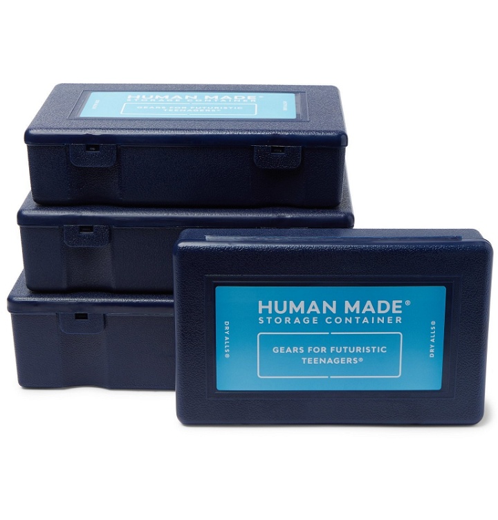 Photo: Human Made - 4 Pack of Logo-Print Plastic Containers - Blue