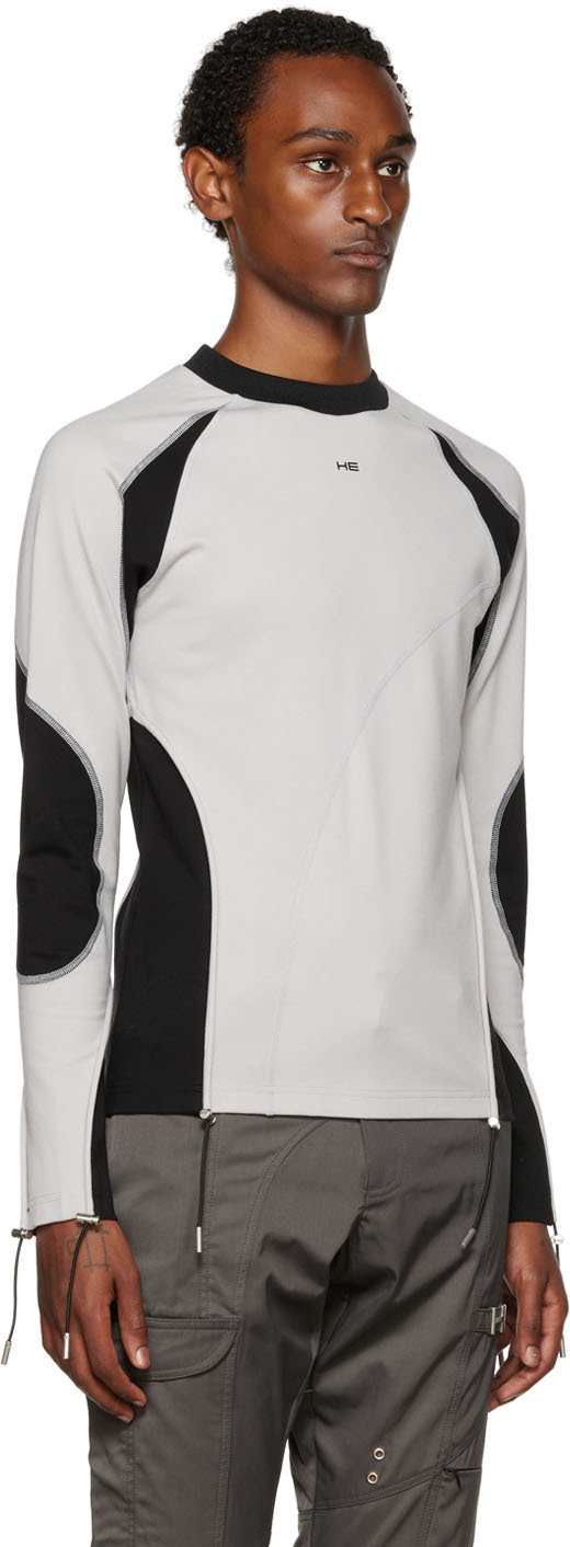 HELIOT EMIL Black & Gray Metamorphic Long Sleeve T-Shirt Heliot Emil