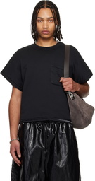 LU'U DAN Black Wadded Pocket T-shirt