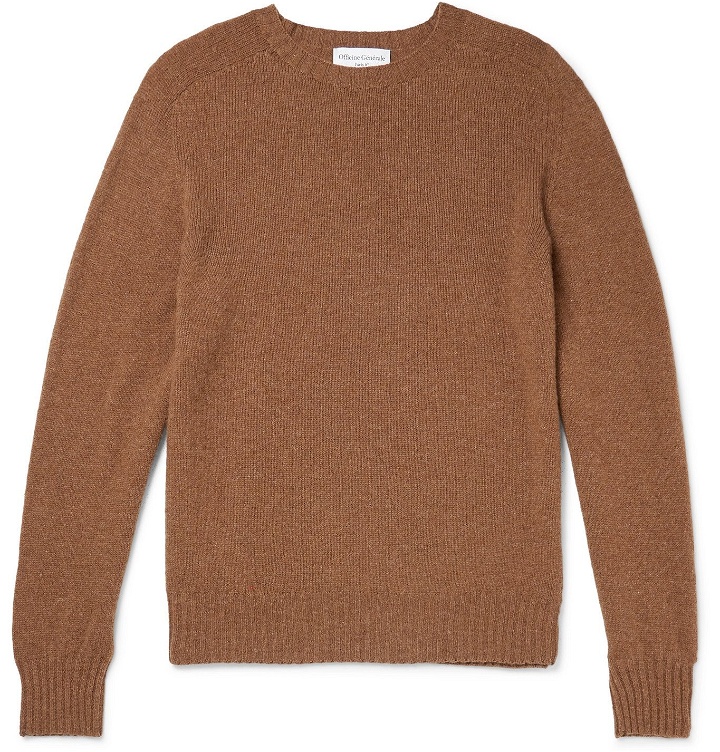 Photo: Officine Générale - Slim-Fit Virgin Wool Sweater - Brown