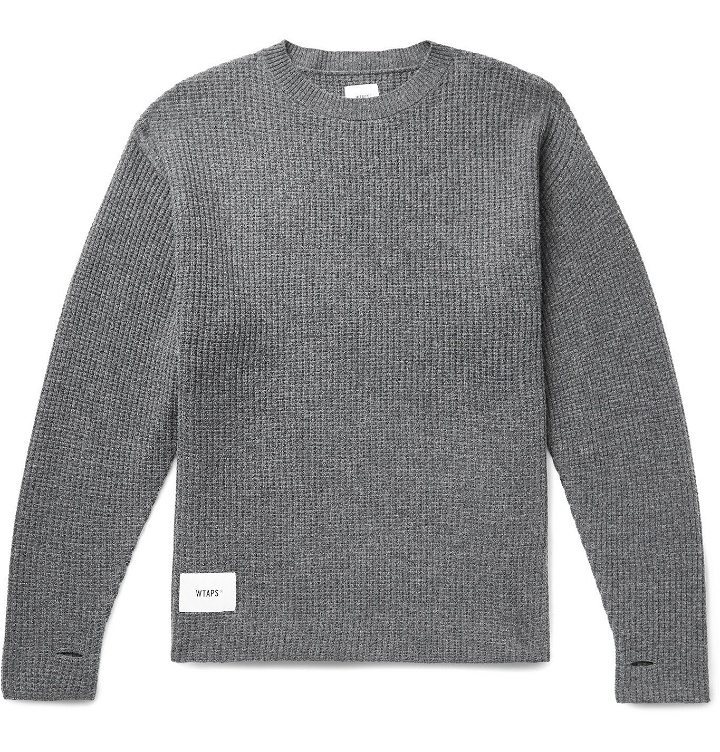 Photo: WTAPS - Waffle-Knit Merino Wool Sweater - Gray