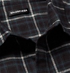 Balenciaga - Oversized Checked Cotton-Flannel Shirt - Dark green