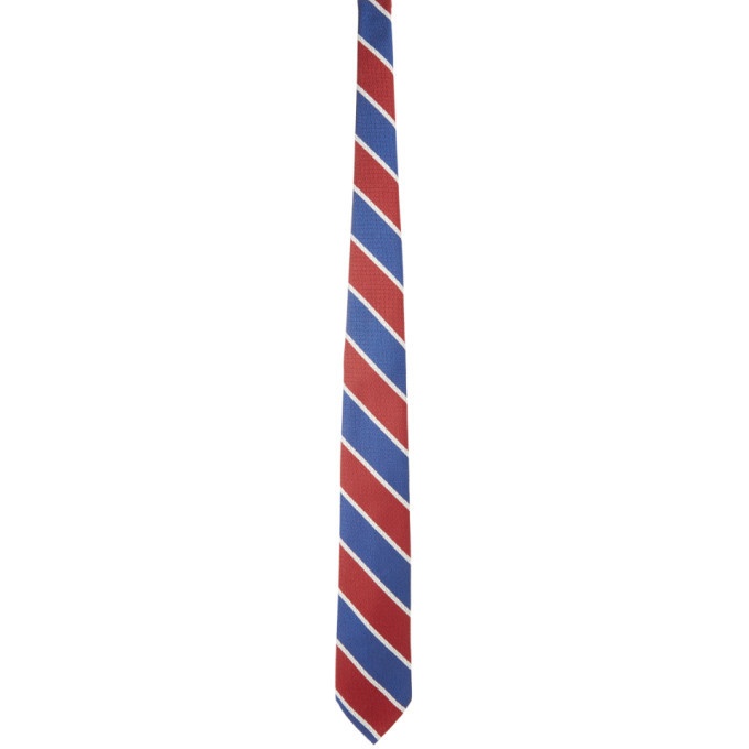 Photo: BEAMS PLUS Navy and Red Silk Stripe Tie