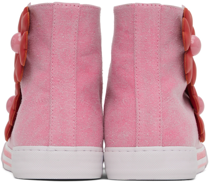Moschino Pink Heart Flower Group Sneakers Moschino