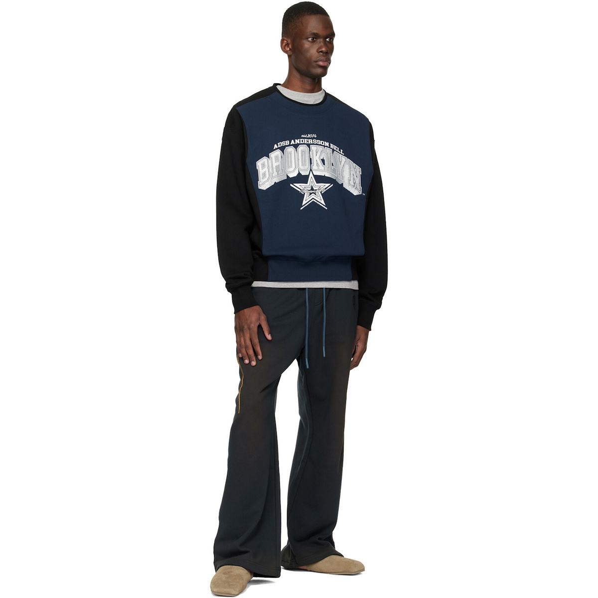 Andersson Bell Navy Piping Line Dyed Sweatpants