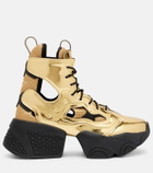 Noir Kei Ninomiya Metallic-effect cutout lace-up platform boots