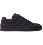 Fendi - Leather-Trimmed Logo-Jacquard Mesh Sneakers - Black