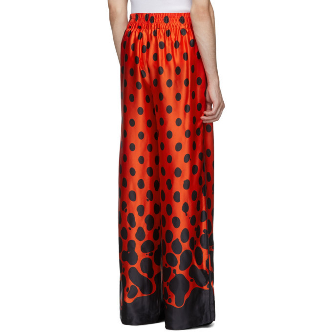 Palomo Spain Red and Black Silk Mercury Dot Trousers