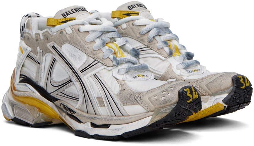 Balenciaga White & Yellow Runner Sneakers Balenciaga