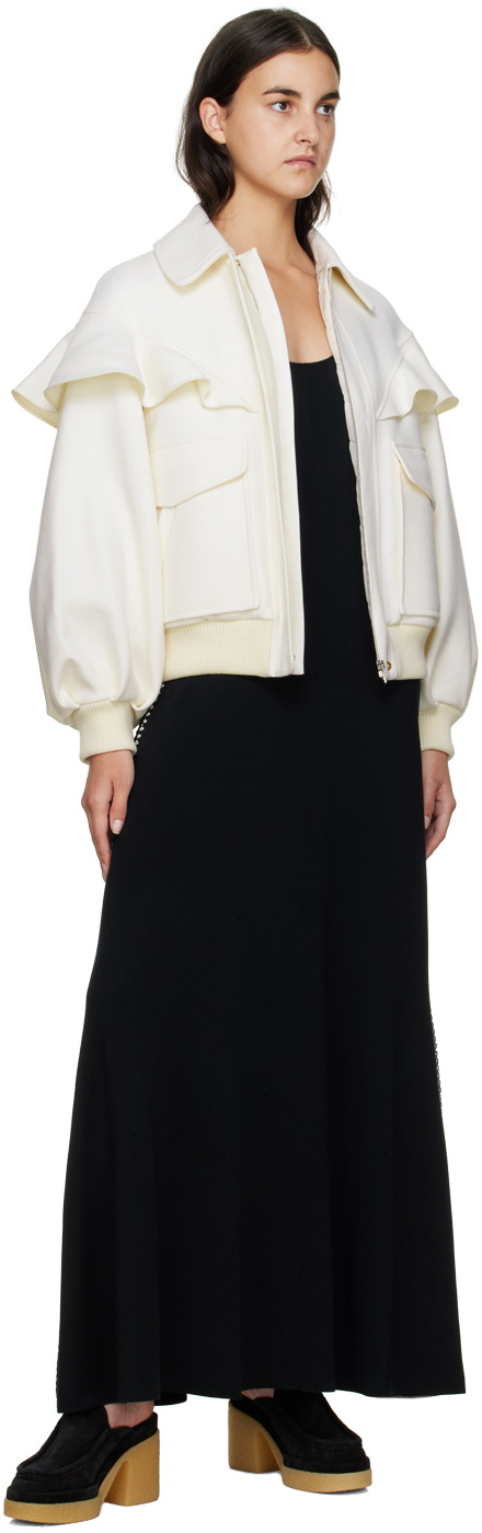 Chloé Off-White Ruffled Bomber Jacket Chloe