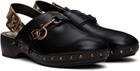 Burberry Black Leather Trunk Strap Clogs
