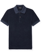 TOM FORD - Cotton-Blend Terry Polo Shirt - Blue - IT 46