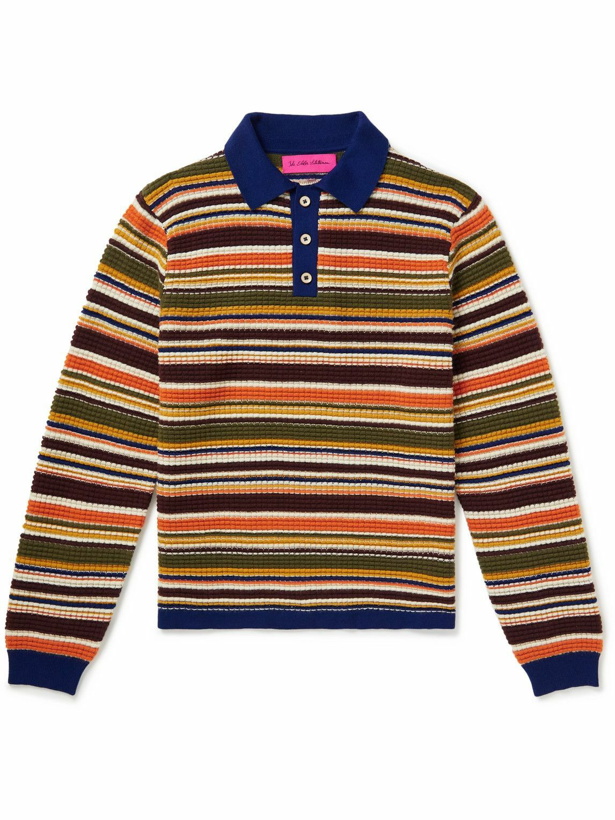 Photo: The Elder Statesman - Striped Waffle-Knit Cashmere Polo Shirt - Brown