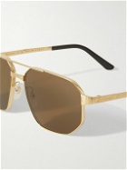 Cartier Eyewear - Santos de Cartier Aviator-Style Gold-Tone Sunglasses