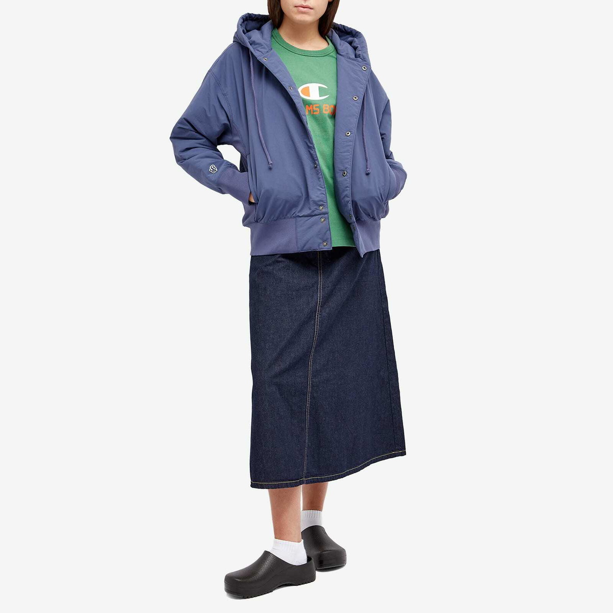 Champion Women's x Beams Boy Hooded Jacket in Blue