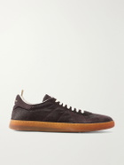 Officine Creative - Militia 002 Suede-Trimmed Calf Hair Snakers - Burgundy