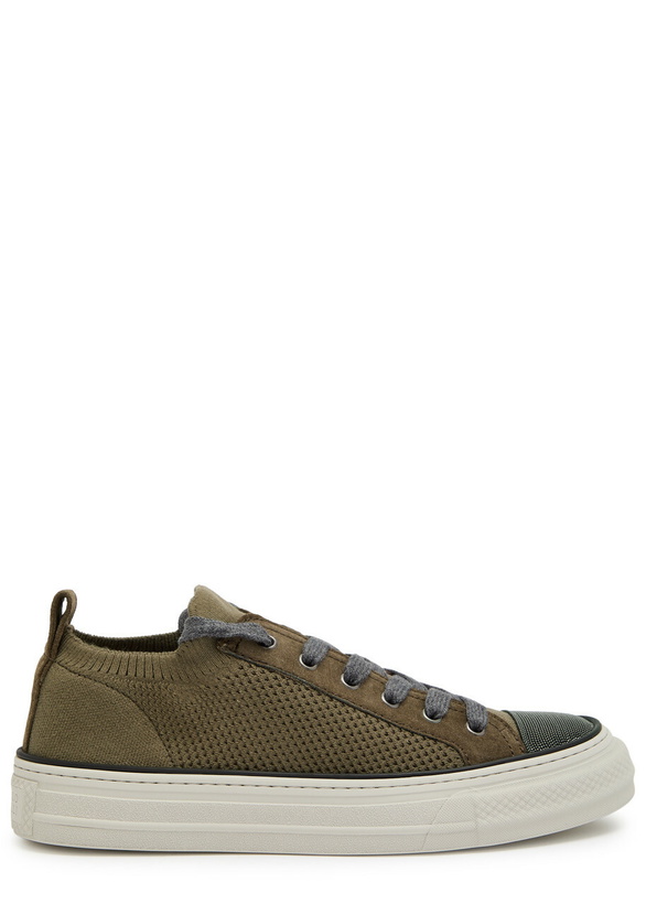 Photo: Brunello Cucinelli Stud Knit Sneakers Chocolate