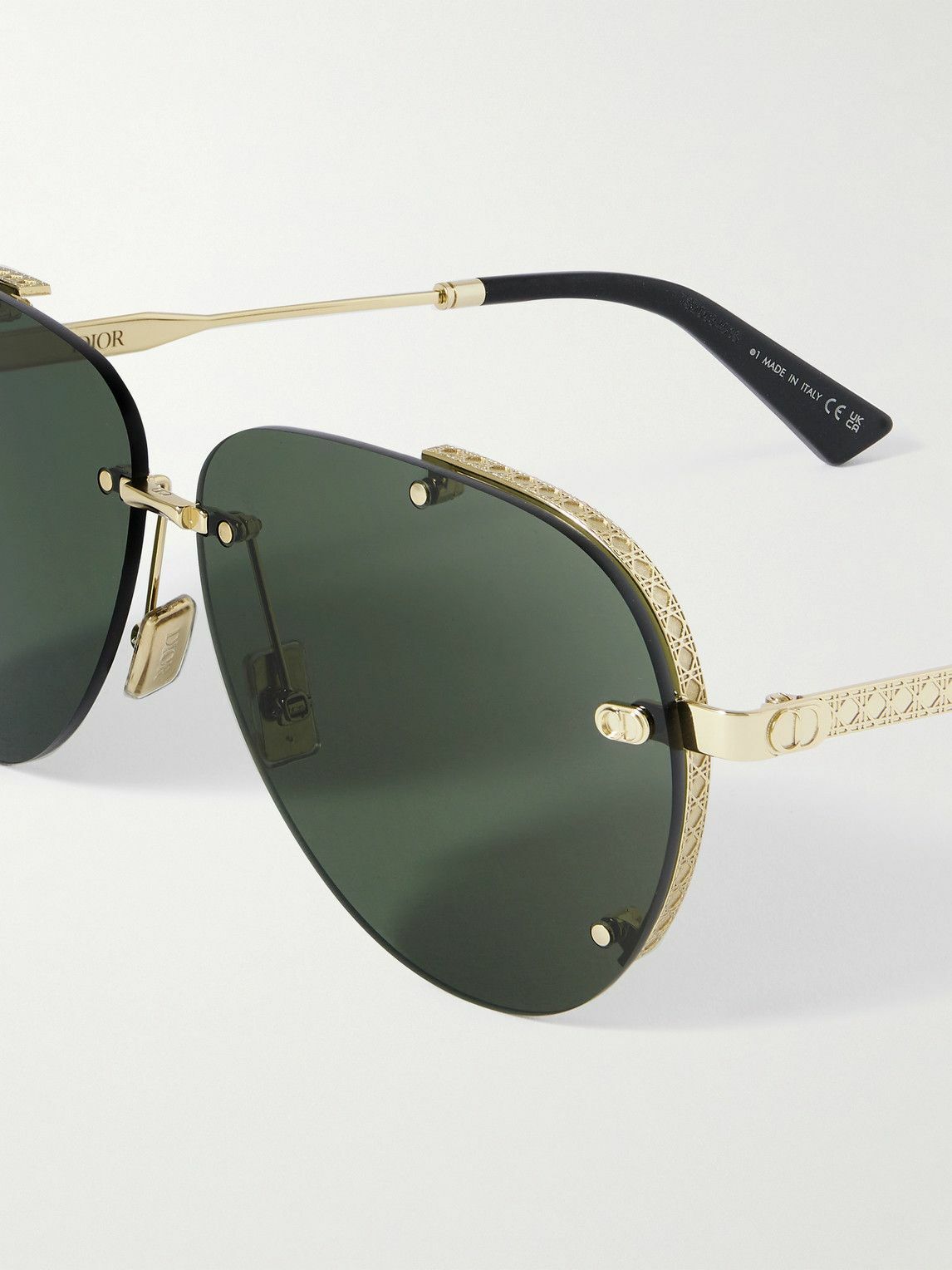 Dior Eyewear - NeoDior A1U Aviator-Style Guilloché Gold-Tone Sunglasses
