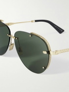 Dior Eyewear - NeoDior A1U Aviator-Style Guilloché Gold-Tone Sunglasses