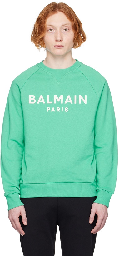 Photo: Balmain Green Printed Sweatshirt