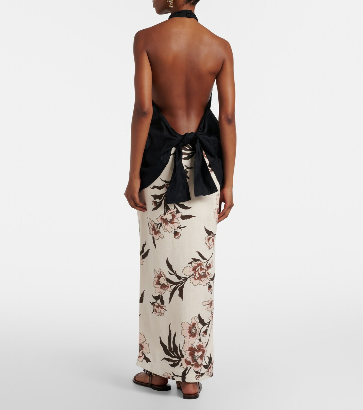 SIR Floral linen maxi skirt