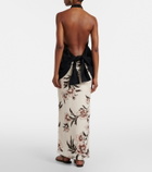 SIR Floral linen maxi skirt