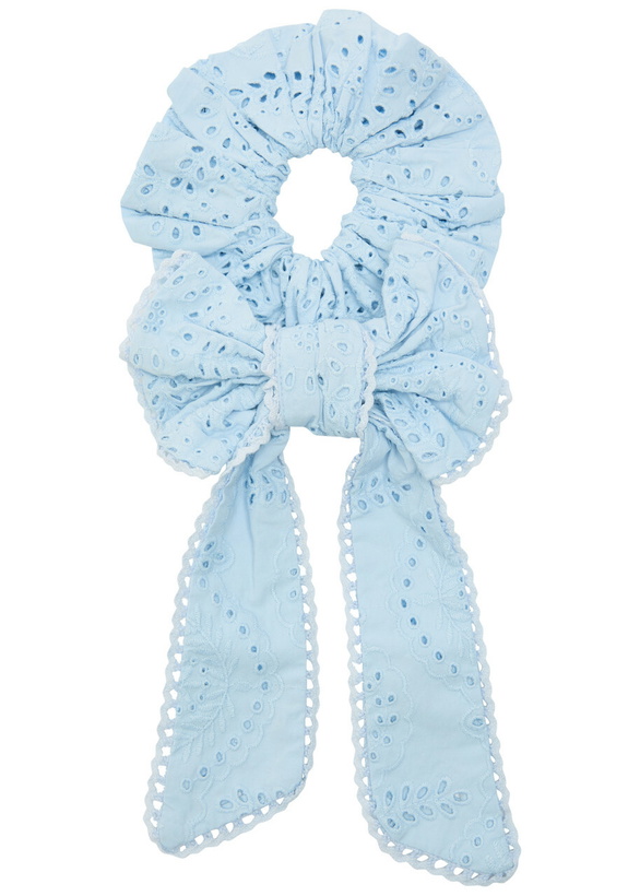 Photo: Damson Madder Iris Broderie-anglaise Cotton Scrunchie - Blue - One Size