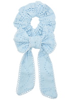 Damson Madder Iris Broderie-anglaise Cotton Scrunchie - Blue - One Size