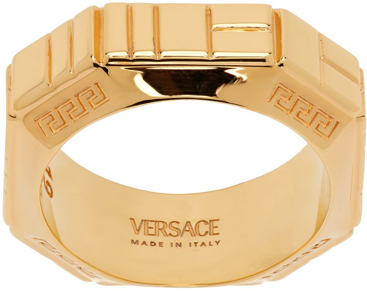Photo: Versace Gold Greca Quilting Ring