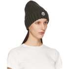 Moncler Khaki Wool Logo Beanie