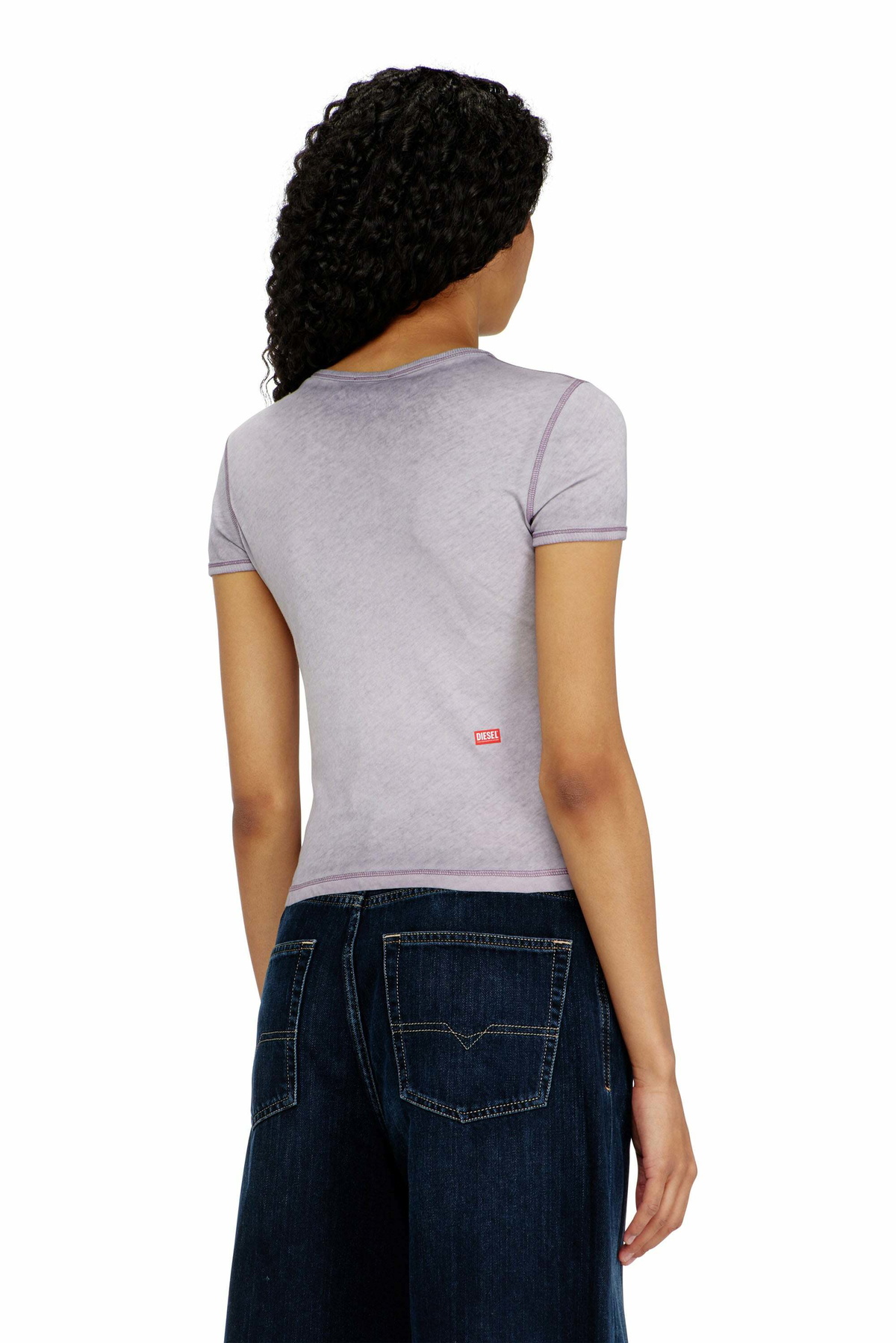 Diesel Slim T-shirt with tonal logo print - T-Shirts Womens in Grey