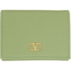 Valentino Garavani Green VLogo Signature Grainy Calfskin Wallet