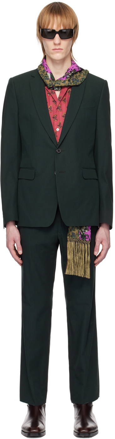 Dries Van Noten Green Single-Breasted Suit Dries Van Noten