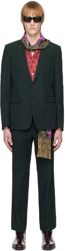 Photo: Dries Van Noten Green Single-Breasted Suit