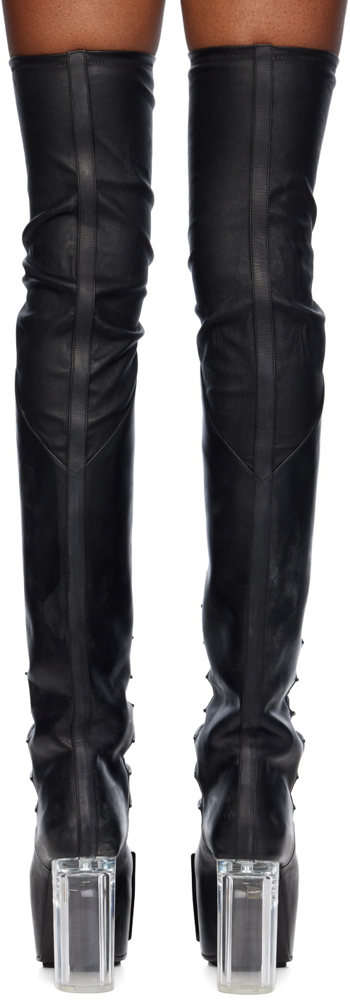 【正規品】Rick Owens ブラック Porterville Flared Kiss ブーツ Black Porterville Flared Kiss Boots by Rick Owens on Sale