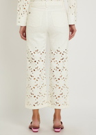 Alice + Olivia Chic Cutwork Embroidered Wide-leg Jeans White