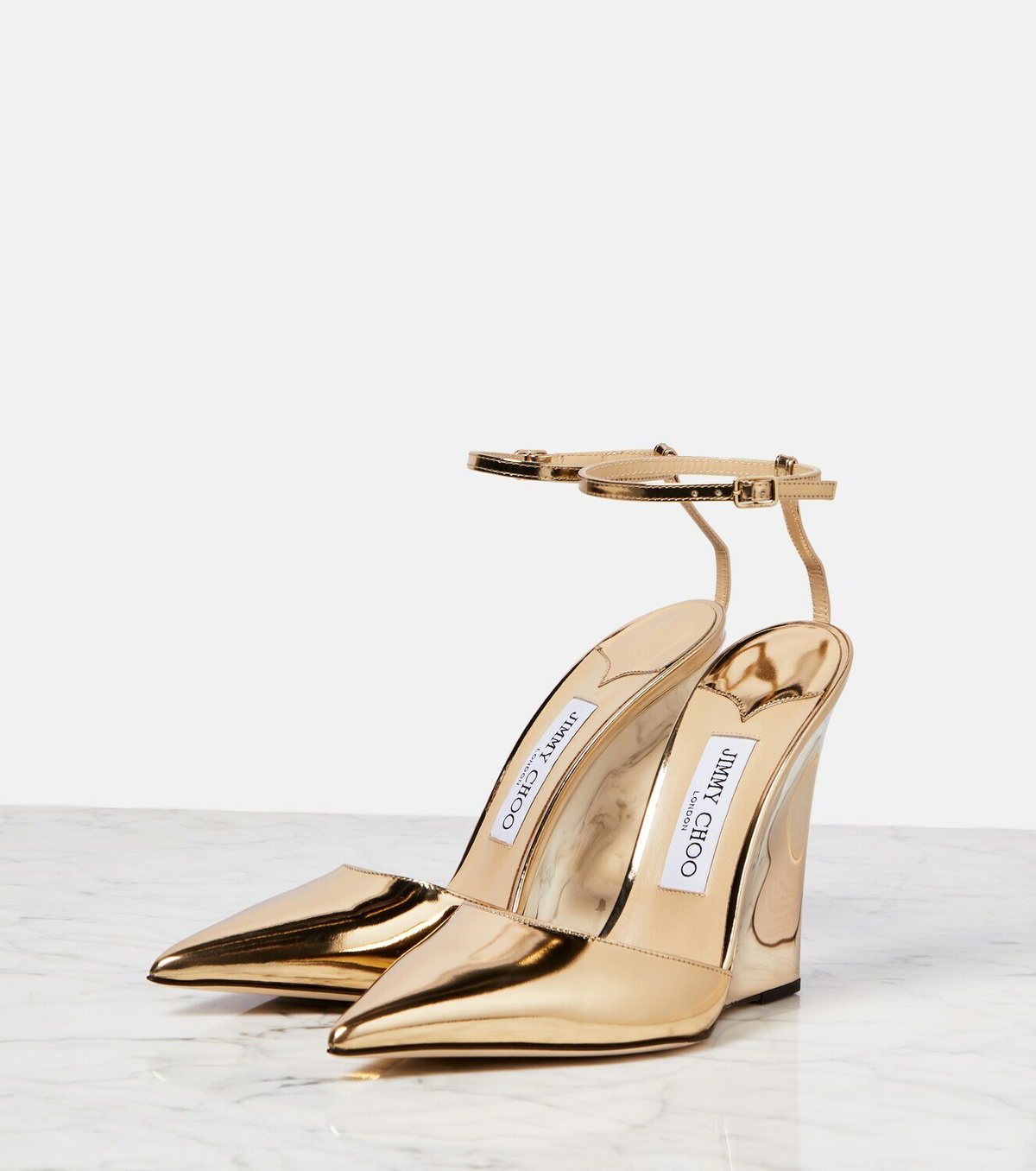 Jimmy Choo - Blake metallic leather wedge pumps Jimmy Choo
