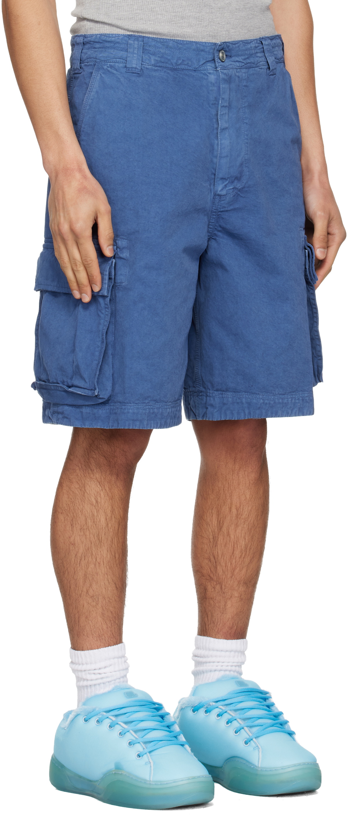 ERL Blue Woven Cargo Shorts