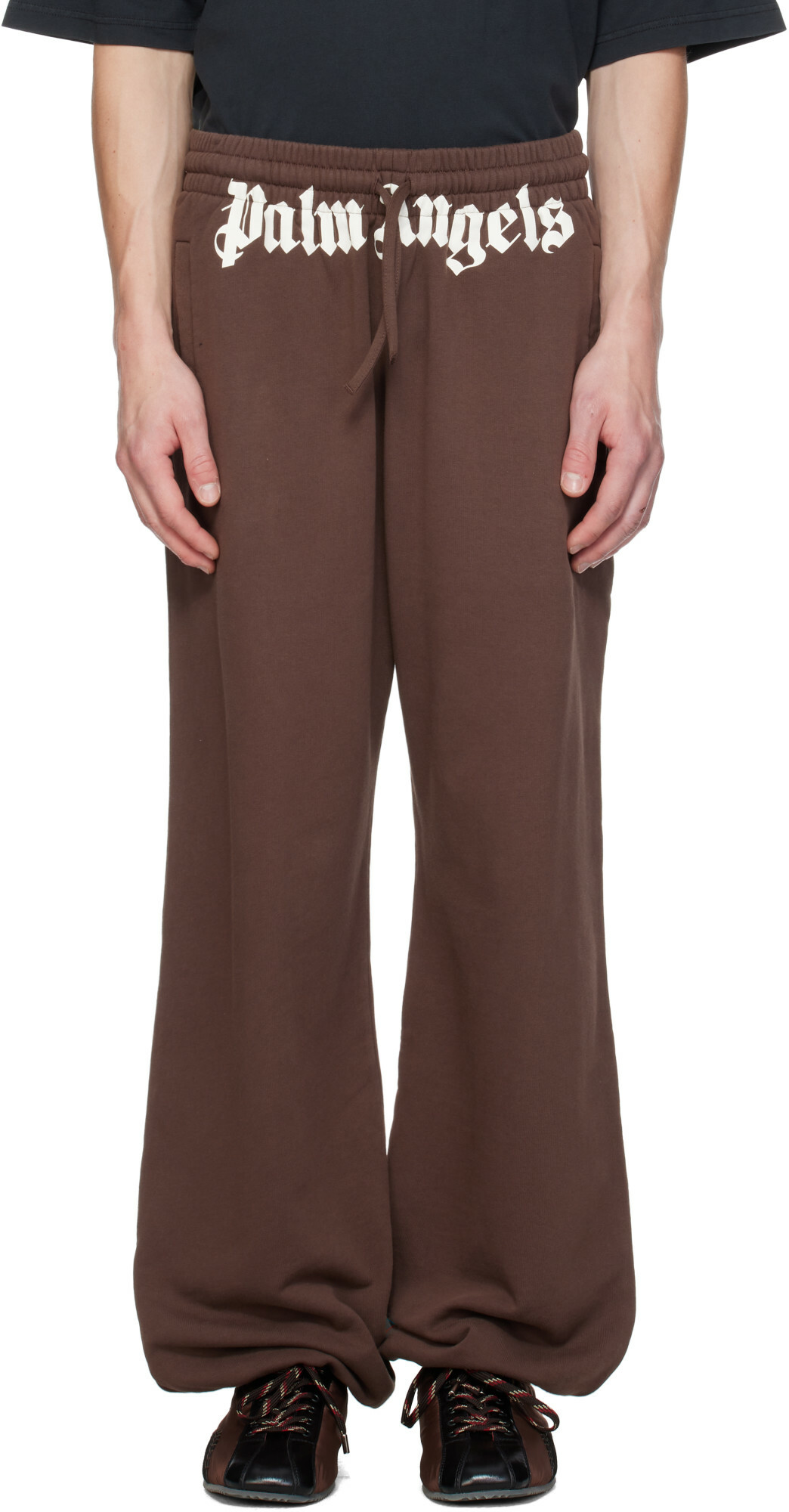 Palm Angels Brown Waist Logo Sweatpants
