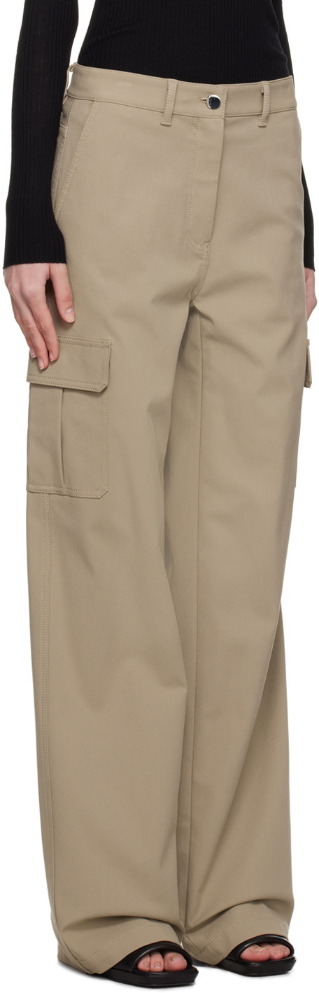 Taupe Tab Detail Wide Leg Pant - Beige - Pants - Full Length
