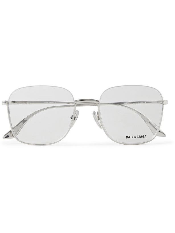 Photo: BALENCIAGA - Square-Frame Silver-Tone Optical Glasses - Silver