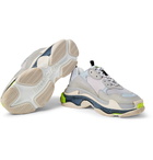 Balenciaga - Triple S Mesh, Nubuck And Leather Sneakers - Men - Gray