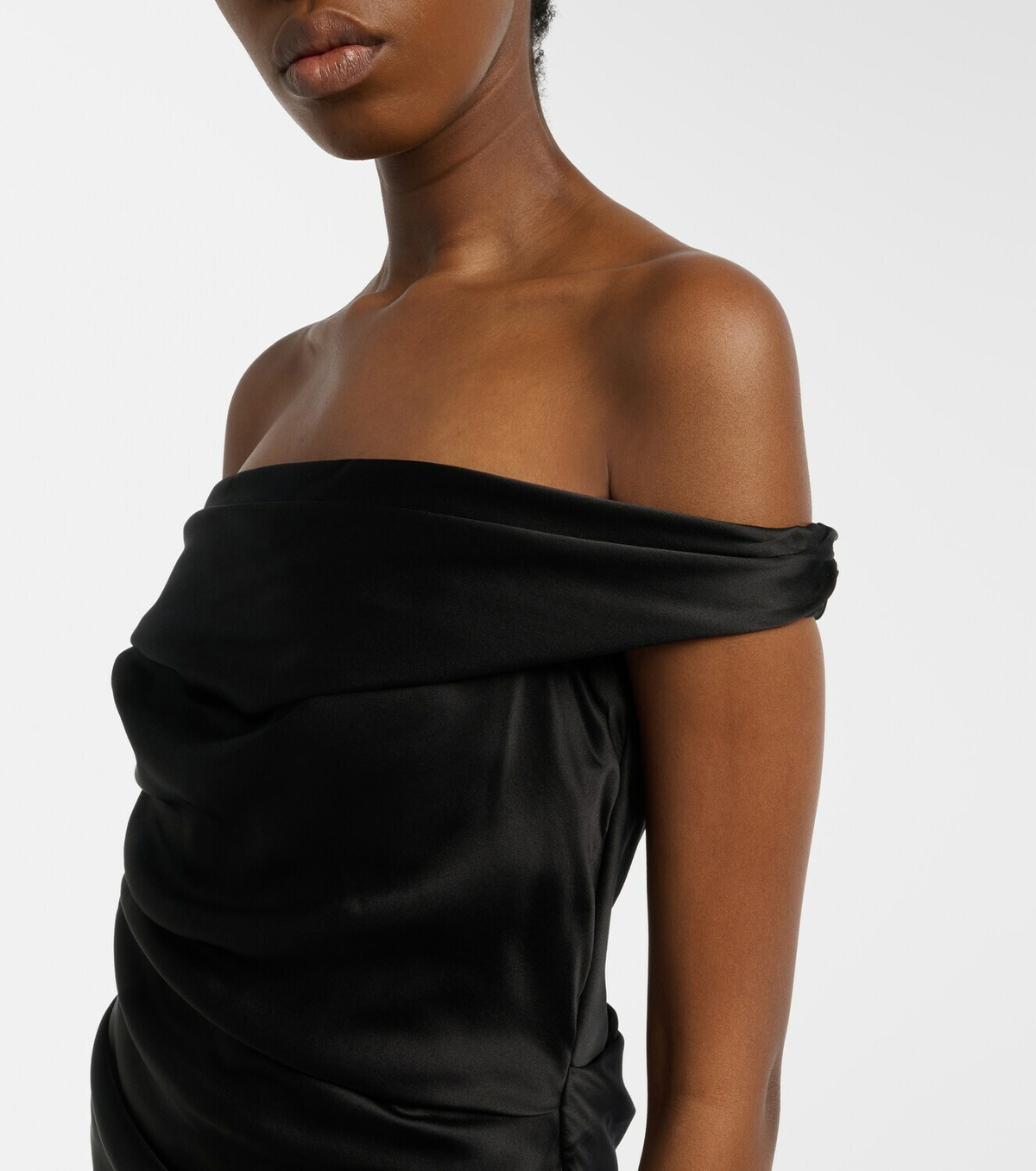 The Sei Bardot off-shoulder silk charmeuse gown