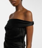 The Sei Bardot off-shoulder silk charmeuse gown