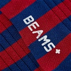 Beams Plus Men's Stripe Rib Sock in Navy/Wine
