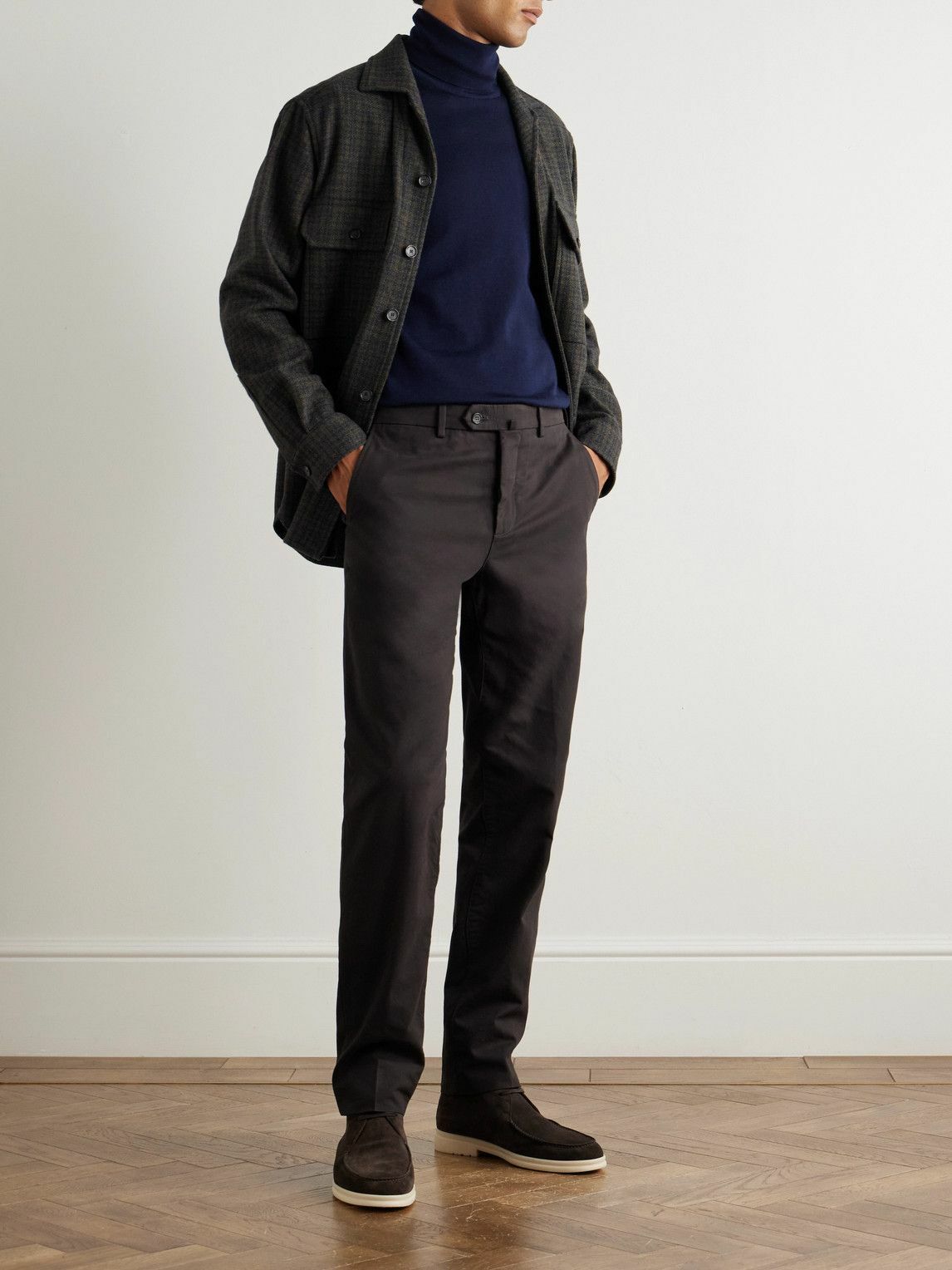 Loro Piana - Carlo Hyannis Tapered Cotton-Blend Trousers - Brown